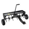 Tow Behind Plug Aerator, 40-Inch Tow Behind Lawn Plug Aerator with Universal Hitch, Pull Behind Aerator with Iron Spikes Alternately Arranged