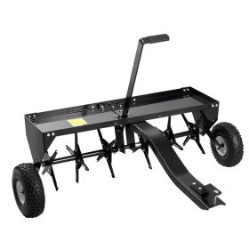 Tow Behind Plug Aerator, 40-Inch Tow Behind Lawn Plug Aerator with Universal Hitch, Pull Behind Aerator with Iron Spikes Alternately Arranged