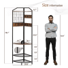 Corner Hall Tree with Shoe Bench Entryway Coat Rack with 10 Metal Movable Hooks Floor Standing Clothes Rack Shoes Shelf Organizer for Home Office Bedr