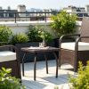 Outdoor PE Wicker Side Table, Small Square Rattan End Table, All-Weather Material Coffee Table for Garden