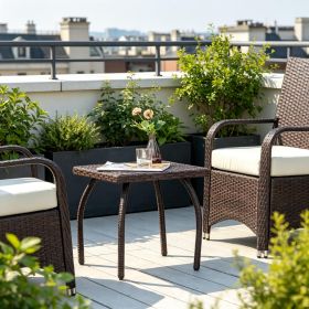 Outdoor PE Wicker Side Table, Small Square Rattan End Table, All-Weather Material Coffee Table for Garden