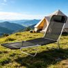 Folding Chaise Lounge Chair, Portable Tanning Chair with Adjustable Backrest, Pillow for Beach Poolside Patio
