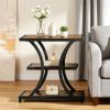 Rustic End Table with Space-Saving and Adjustable Foot for Bedroom