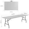 8FT Folding PicnicTablefor Outdoor, Portable Fold-in-Half Plastic Dining Picnic Party Table with Carrying Handle (Shipment from Walmart)