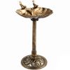 50*36*81cm Antique Bronze Resin Bird Bath With Shell Edge & 1.4W Solar Fountain