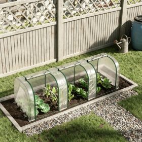 9.7' L x 3' W x 2.5' H Portable Tunneled Greenhouse with 3 Zippered Doors