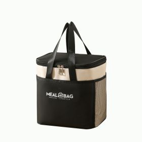 S-sized black insulated storage bag, thick aluminum foil waterproof lunch cooler tote bag with reinforced handle