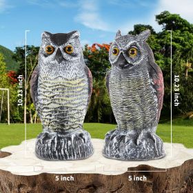 2 Pack Fake Owl Decoys to Scare Birds Away, Great Horned Owl Bird Deterrents, Nature Scarecrow Plastic Pest Repellent