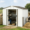 White 7x4 Garden Shed Storage with 4 Vents And 2 Sliding Doors Backyard Patio Garage Lawn Tool House