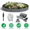 16FT Non-Digging Plastic Landscape Edging 20Pcs Faux Cobbled Stone Garden Borders with 20 Spikes Shovel Gloves Flexible Bendable for Flower Beds Pathw