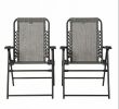 2 Pieces Gray Outdoor Folding Chair Set Portable with Armrest for Patio Pool Beach Comfortable Seating for Outdoor Relaxation
