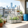 4x3ft Raised Garden Bed with Cover Outdoor Galvanized Metal Planter Box Kit Mini Greenhouse 2 Large Screen Windows for Flowers Vegetables Herbs Clear