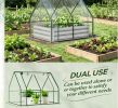 4x3ft Raised Garden Bed with Cover Outdoor Galvanized Metal Planter Box Kit Mini Greenhouse 2 Large Screen Windows for Flowers Vegetables Herbs Clear
