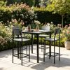 Gray 5-Piece Counter Height Dining Set with Space-Saving Square Table And Chairs Footrest Metal Legs Industrial Style for 4