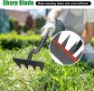 Hoe Garden Tool, Weed Puller Tool Garden Weeding Rake Long Handle 56 inch, 4 Tines Weeding Gardening Hand Hoe for Lawn, Yard, Patio and Backyard