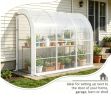 10' x 5' x 7' Outdoor Walk-In Greenhouse, Plant Nursery with Zippered Doors, PE Cover and 3 Wire Shelves, White
