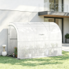 10' x 5' x 7' Outdoor Walk-In Greenhouse, Plant Nursery with Zippered Doors, PE Cover and 3 Wire Shelves, White