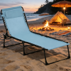 Baby Blue Folding Chaise Lounge Pool Chair 4-Position Reclining Back Pillow Breathable Mesh Bungee Seat for Outdoor Relaxation