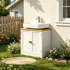 White Bathroom Vanity Cabinet under Sink Storage 23.5" X 11.75" X 24" with 2 Doors for Kitchen Or Bathroom Organization