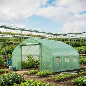 11.5' X 10' X 6.5' Walk-in Tunnel Greenhouse with Zippered Mesh Door 7 Mesh Windows & Roll-up Sidewalls Upgraded Gardening Plant Hot House on Galvaniz