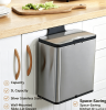 3L Wall Mounted Stainless Steel Trash Can with Slide Lid, Hanging Under Cabinet Garbage Bin