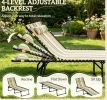 Rainbow Striped Folding Chaise Lounge Pool Chair 4-Position Reclining Back Pillow Breathable Mesh & Bungee Seat