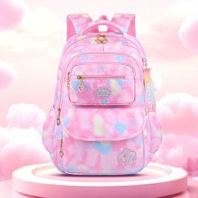 Dreamy Gradient Princess Kids Schoolbag, Spine-protecting Weight-reducing Cartoon Backpack, Lightweight Water-resistant Primary School Bag for Girls