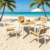 5PC Aluminum Patio Dining Set W/ HDPE Materials Umbrella Hole Yellow Outdoor Garden Table And Chairs Set