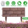 12PCS Stone Fence Edging Panels, Imitation Stone PP Garden Border with Rotatable Connectors