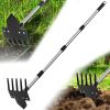 2-in-1 Hoe Garden Tools, 17-58" Weed Puller Tool with Long Handle, Heavy Duty Handle Garden Hoe and Weed Rake