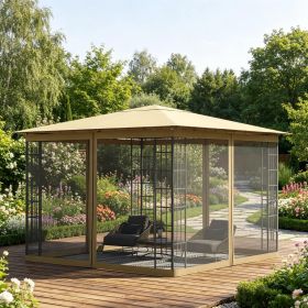 Replacement Mesh Sidewall Netting for 10' x 10' Gazebos and Canopy Tents with Zippers, (Sidewall Only) Beige