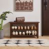 2-Tier Solid Wood Shoe Bench, Entryway Shoe Rack with Storage Shelves, Hallway Seat Bench for Shoes