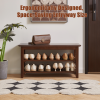 2-Tier Solid Wood Shoe Bench, Entryway Shoe Rack with Storage Shelves, Hallway Seat Bench for Shoes