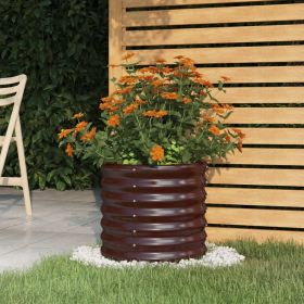 Patio Planter Galvanized Steel 15.7x15.7x14.2" Brown