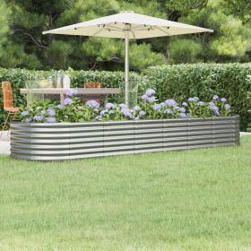 Garden Raised Bed Silver Powder-coated Steel Large Durable