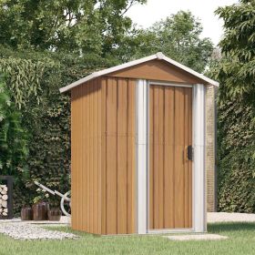 Garden Shed Brown Galvanized Steel 49.6 x 38.4 x 69.7 in