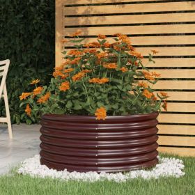 Garden Planter Brown Powder-coated Steel 31.5 x 31.5 x 14.2 in