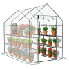 Large Walk-In Greenhouse with PE Cover, 12-Shelf Indoor Outdoor Garden Plant Shelves, Roll-Up Door & Side Windows, 56"x85"x77" (Shipment from Walmart)