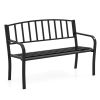 50 Inches Outdoor Garden Bench with Slatted Backrest and Curved Armrests