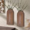 Pine Wood Set of 2 Wall Vases for Indoor Plants & Flowers â€“ Farmhouse Wall Art for Living Room