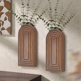 Pine Wood Set of 2 Wall Vases for Indoor Plants & Flowers â€“ Farmhouse Wall Art for Living Room