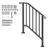 Handrails for Outdoor Steps, 2-3 Step Stair Hand Rail Kit, Transitional Carbon Steel Railings with Installation Kit, Stair Rails for Seniors