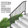 Handrails for Outdoor Steps, 5 Step Stair Hand Rail Kit, Transitional Carbon Steel Railings with Installation Kit, Stair Rails for Seniors
