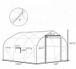 11.5' X 10' X 6.5' Walk-in Tunnel Greenhouse White with Zippered Mesh Door 7 Mesh Windows Roll-up Sidewalls Galvanized Steel Hoops