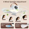 Tent Ceiling Fan with Light 7200mah Rechargeable Battery Operated Hanging Canopy Fan with Remote Control 4 Wind Speeds 3 Brightness