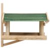 Bird Feeder Green and Natural Wood Solid Fir Wood Small