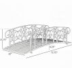 Brown 6' Metal Arch Garden Bridge with Safety Side Rails Vine Motifs 660 Lbs Capacity for Backyard Creek Stream Pond Easy Assembly