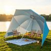 2-in-1 Portable Beach Umbrella with Side Panels UPF 50+ Silver Coated Oxford Cloth