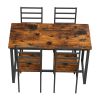 5 Piece Metal and Wood Indoor Modern Dinning Table Furniture Set for 4, Dining Table Chairs