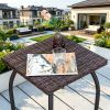 Outdoor PE Wicker Side Table, Small Square Rattan End Table, All-Weather Material Coffee Table for Garden